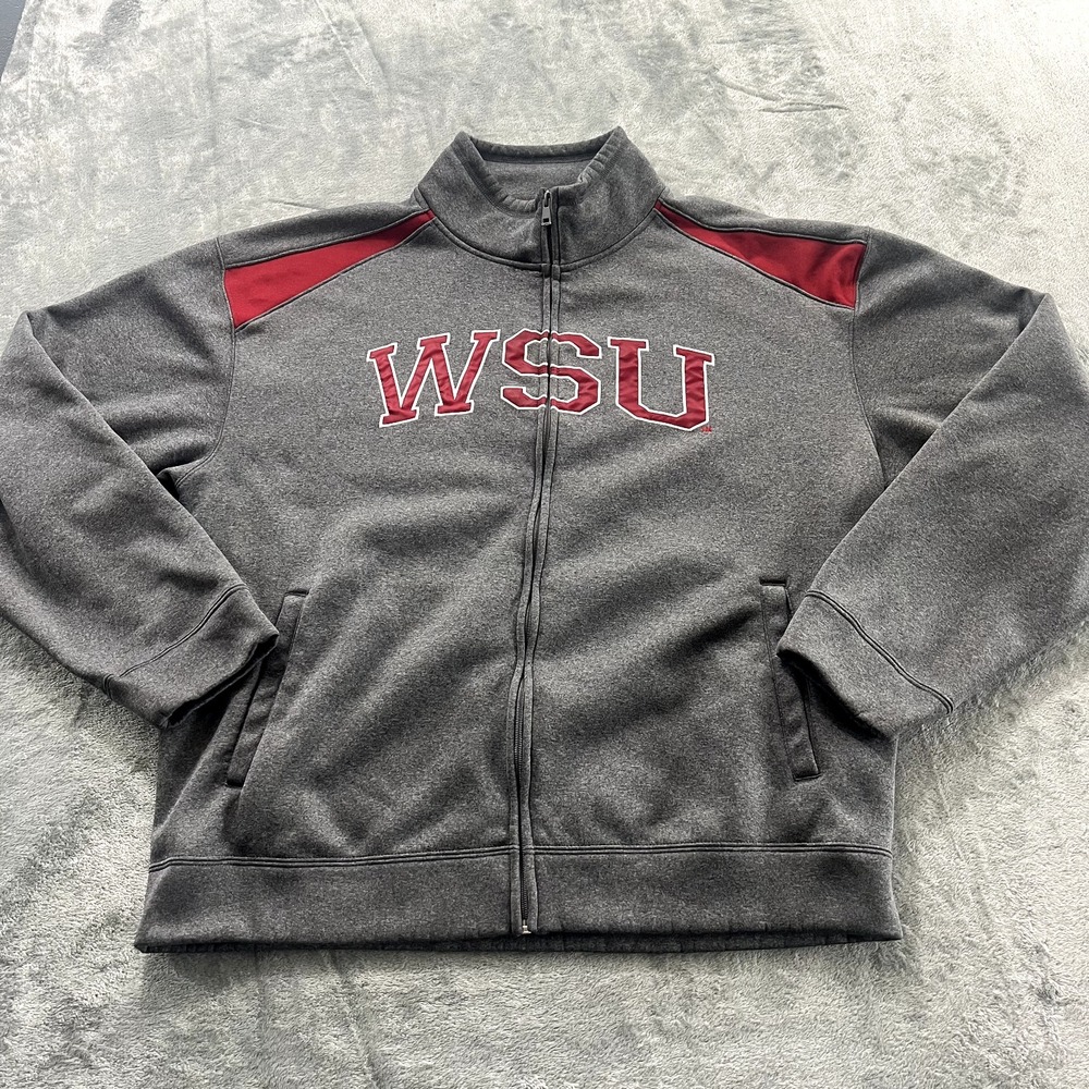 Campus Drive Washington State Cougars Full Zip Sweatshirt Mens Large Gray WSU